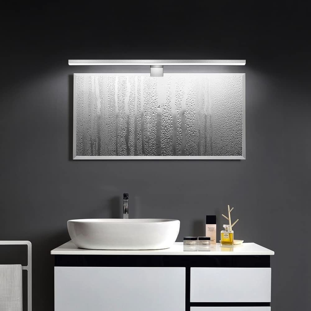 ERWEY Lámpara de Espejo Baño LED 8W 60cm Blanco frío 6000K, Cuarto de baño 230V IP44 Lámpara para armario Armario con espejo Aplique de Baño Espejo