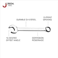 Vista 2 de Jetech Llave combinada de 1-1/4 pulgadas - Llave de grado industrial con diseño de 12 puntos, desviación de 15 grados, fabricada con acero de cromo
