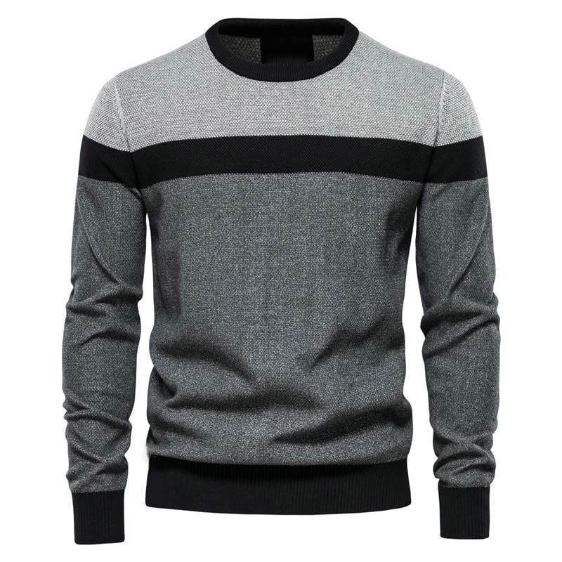 Pull en tricot homme ne pique pas pull manches longues patchwork à col rond