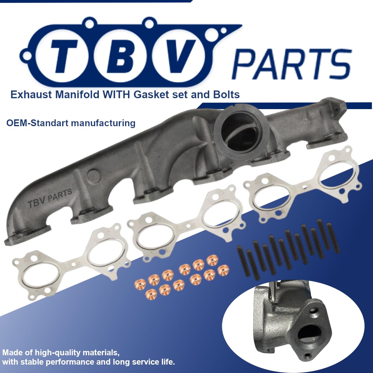 Collettore di scarico con set di guarnizioni compatibile con serie 3 E90/E91/E92/E93, serie 5 E60/E61 e X3 E83 3.0d - Riferimenti 11627801714 11627811449 11627796886668666666866686686