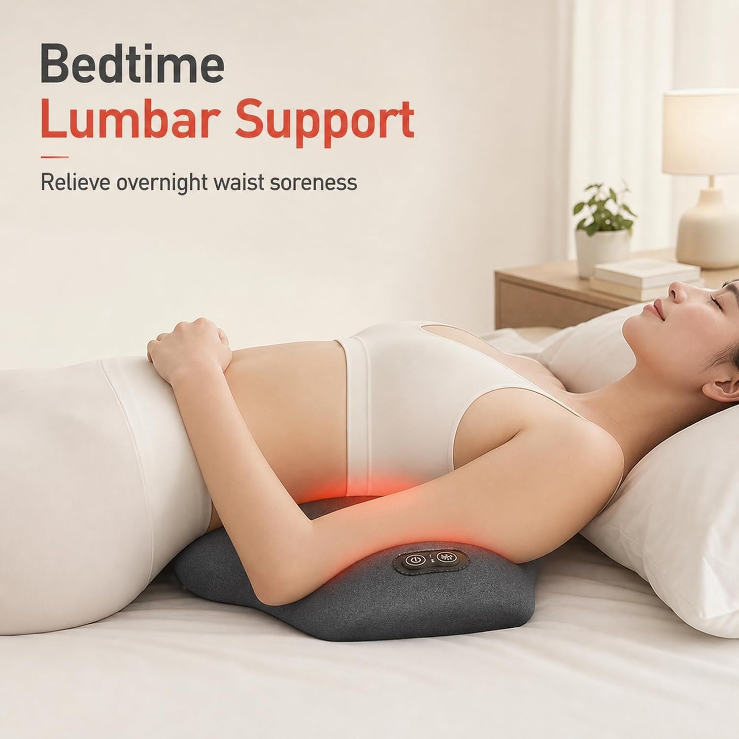 Masaje De Espalda 3 En 1,Almohada Masajeadora De Cuello,Soporte Lumbar ErgonóMico,Temperatura Constante Con Tres Velocidades, Para Cuello, Hombros Y Cintura.[Gris claro]