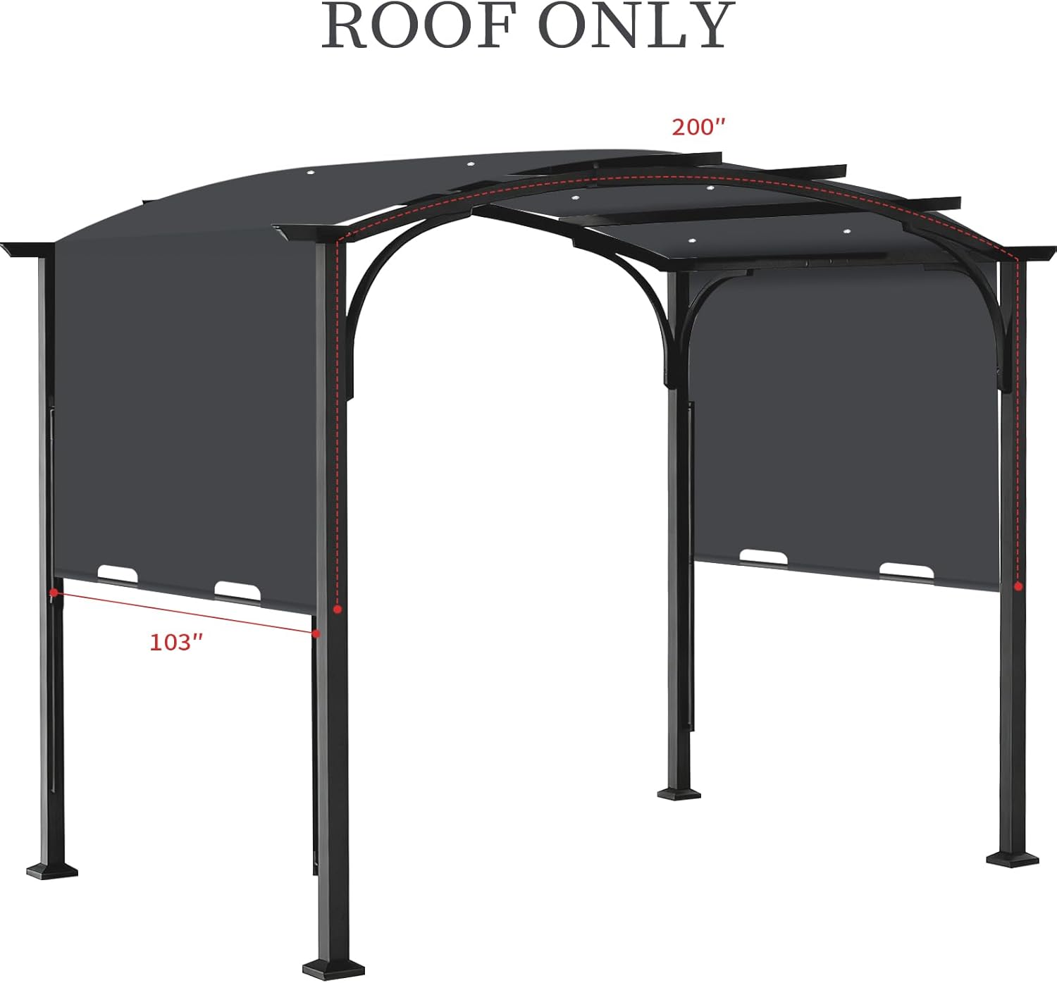 Pergola Canopy Replacement Cover for Lowe's Allen + Roth 10x10 Ft Freestanding Pergola, 200" x 103" Shade Cover, Compatible with Model #L-PG152PST-B,Cover Only (Dark Gray)
