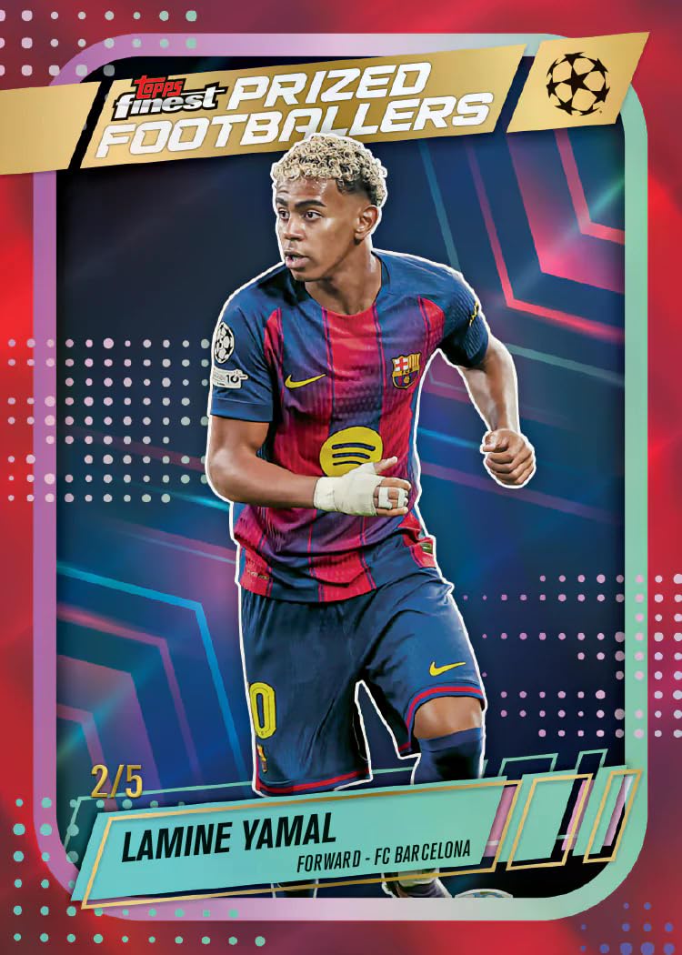 Topps Finest UEFA Club Competitions 2025/26 Hobby Box – 6 Packs, 10 Karten pro Pack, 2 Autogramme pro Box