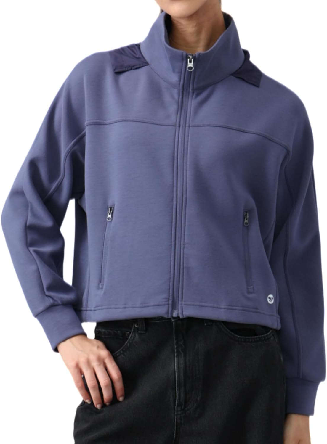 AARYA Women's Workout Jacket with Pocket Hidden Hood Zip Up Active Crop Top