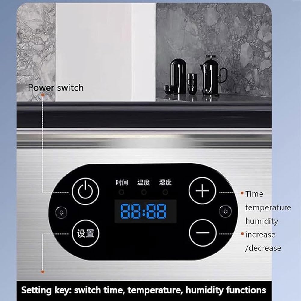 Electric Dough Proofer Machine, 40L Bread Fermentation Proofer Box with Humidity & 24-50°C Adjustable Temperature, 99H Timing, Stainless Steel Liner, for Making Bread