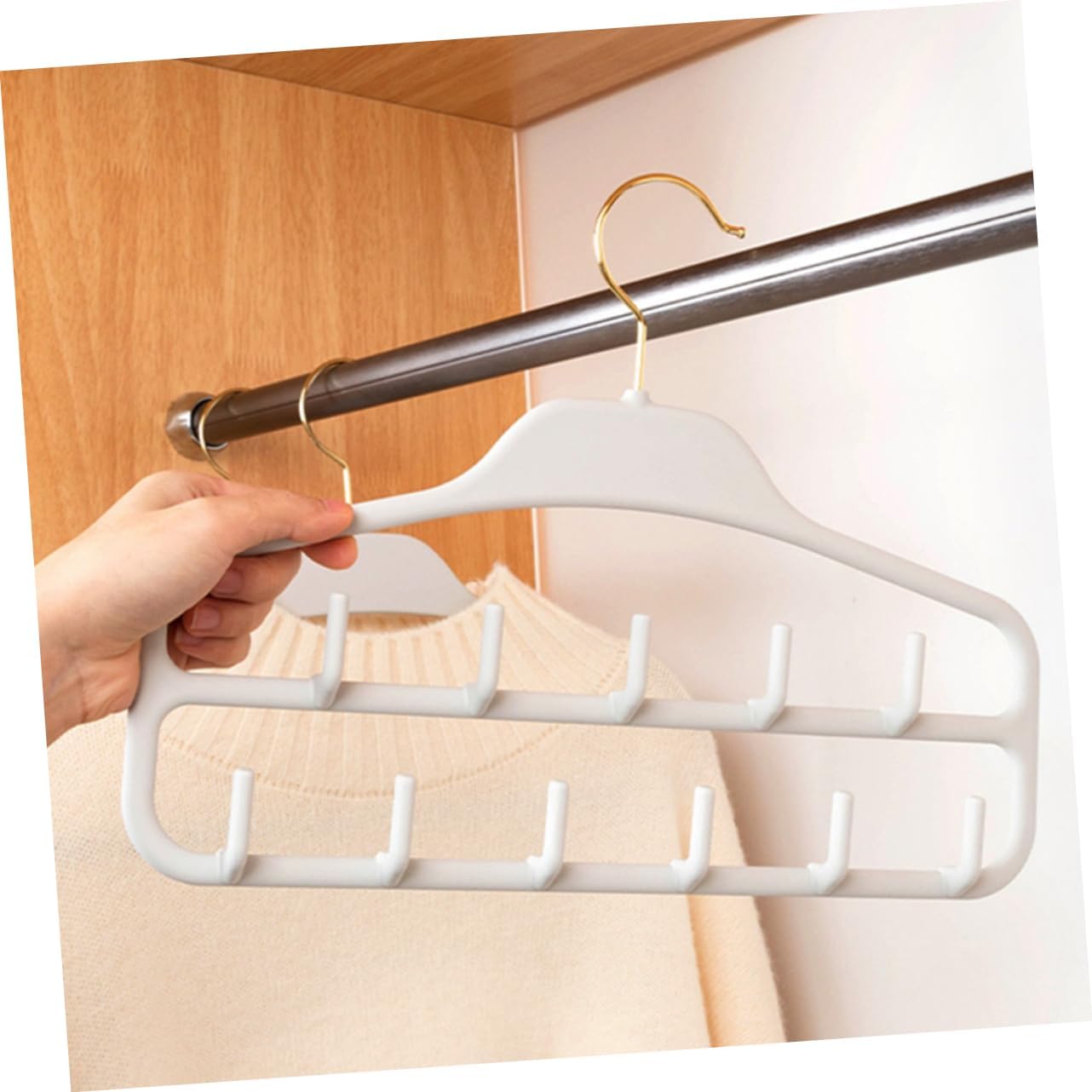 Cabilock 2pcs Belt Storage Hanger Over The Door Organizer Tie Hanger Rack Closet Scarf Space-Saving Multi-Function Organizer