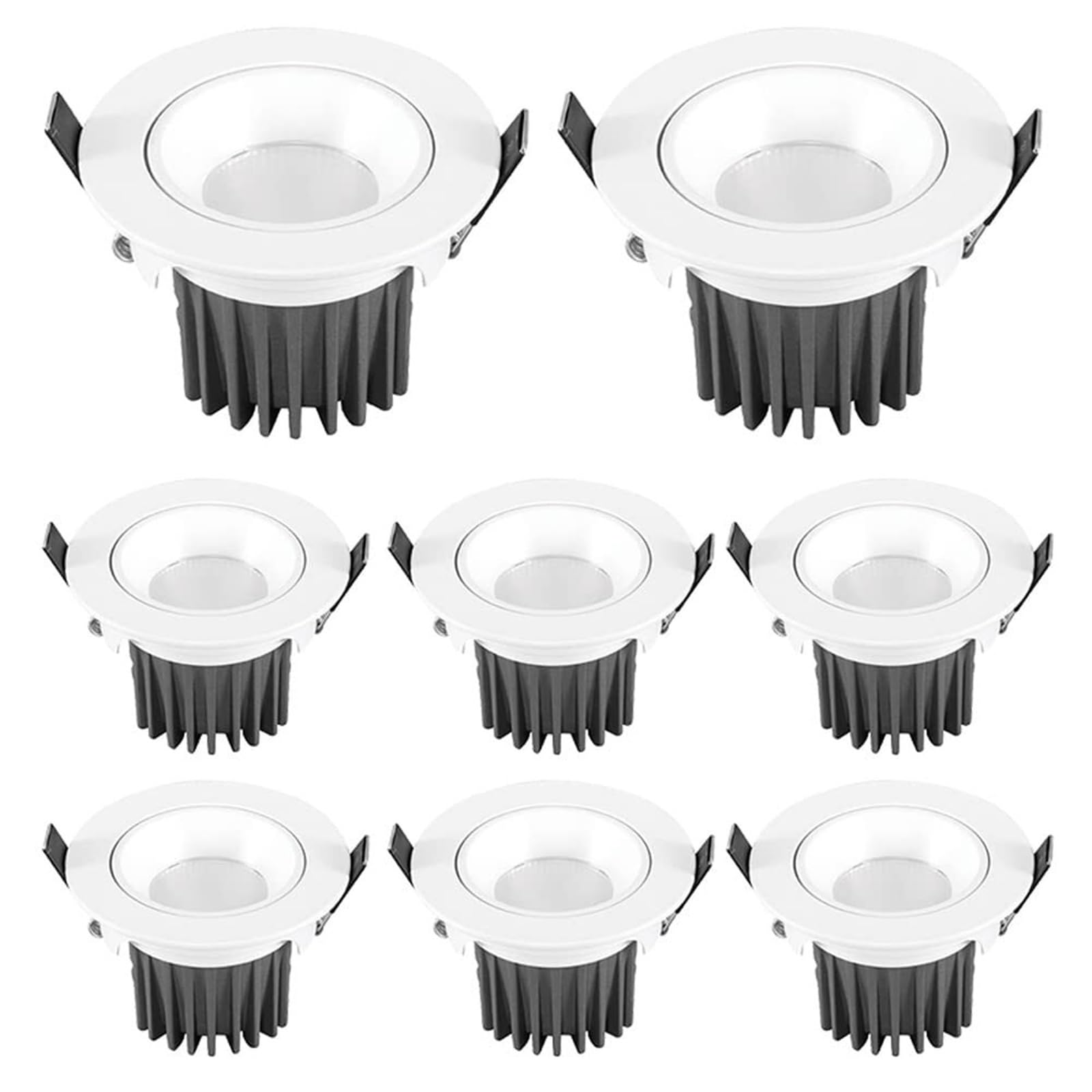 Zestaw 8, 2/3 cala zintegrowany. Downlight Canless wpuszczane światło 5W, 7W, 10W, 12 W, 15 W przeciwodblaskowa lampa sufitowa do miejsc publicznych, 3 temperatury barwowe (12 W, neutralne