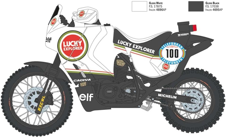Italeri 4643S - 1:9 Cagiva Elephant 850 Winner 1987, Model Making, kit, Stand Model Making, Crafts, Hobbies, Gluing, Plastic kit, Detailed, 4643S, White