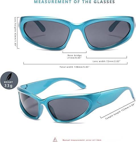 Miniatura 5 de LASPOR Gafas de sol deportivas envolventes para mujeres y hombres, lentes deportivos Y2K