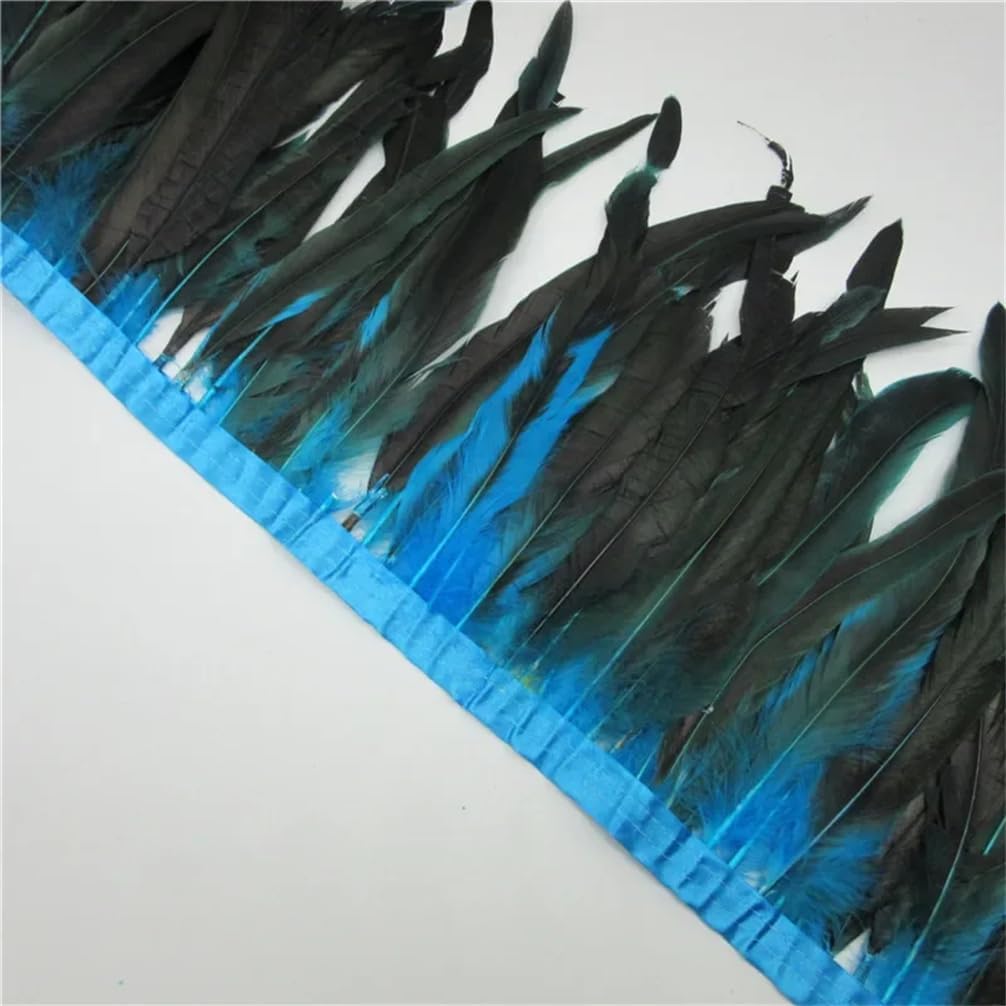 10 Meter Natural Rooster Feathers Fringe Trim for Craft 25-30 Cm Ribbon DIY Sewing Clothing Party Decorations Rose Red 10Meter