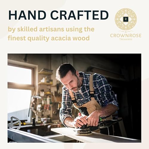 Miniatura 9 de Caja de almacenamiento de madera de acacia, hecha a mano con tapa con bisagras, cerradura de latón funcional, llave y esquinas, caja de madera