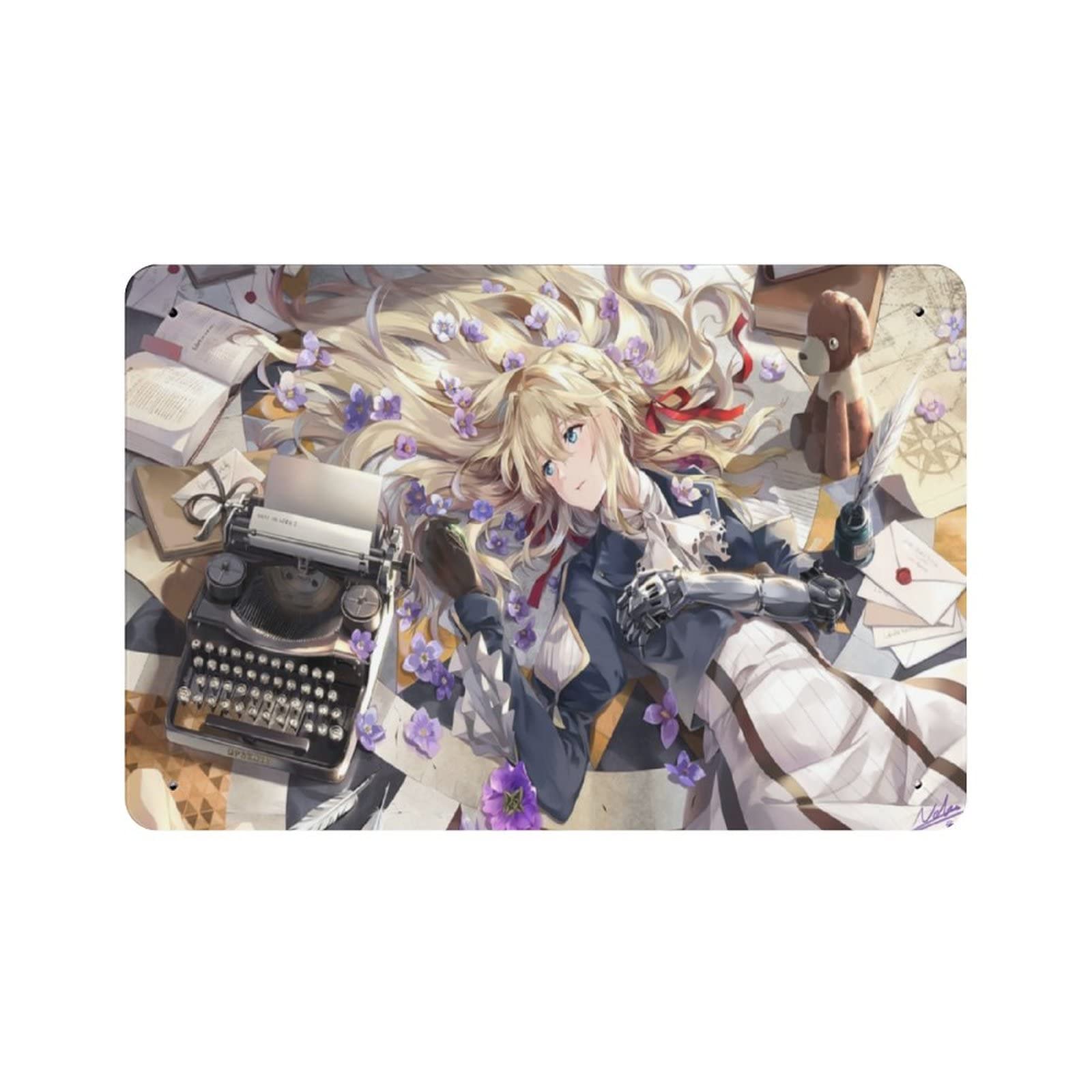 ZHAOXING 19 Violet Evergarden 4 Anime Metal Posters Tin Sign Poster Art Wall Painting Decoration for Cafe Bar Bedroom Anime Room Decor 12“ x 8”