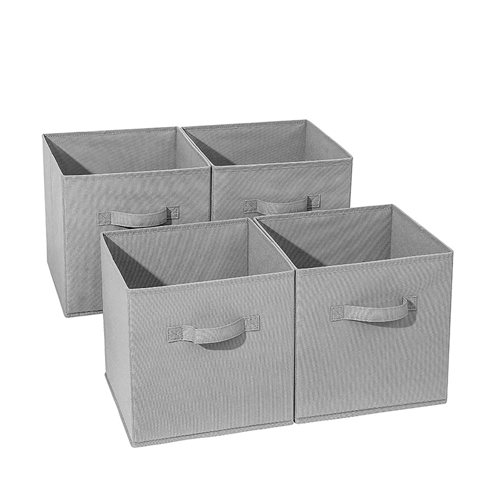 MQBLJORNE Basics Fabric Clothing Storage Bins - 27*27*28cm - Collapsible Storage Cubes Organizer with Handles, Linen Foldable Storage Baskets Cloth Box Containers, Closet Organizers 4 Pack-Grey
