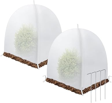 2 Pcs Winter Plant Covers with Stakes, Frost Protection Tent for Shrubs and Bushes , Waterproof, Reusable & Easy Setup , Suitable for Keeping Outdoor Plants Warm in Winter and Sun protection in summer