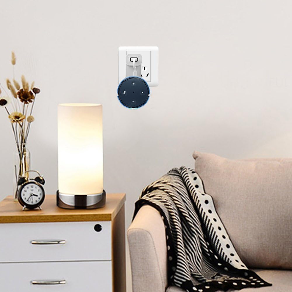 Echo Dot Wall Mount Hanger Stand for Dot 2nd Generation Case Hardware Brackets Hanger Stand Holder Compact Plug in Kitchens Bathroom White