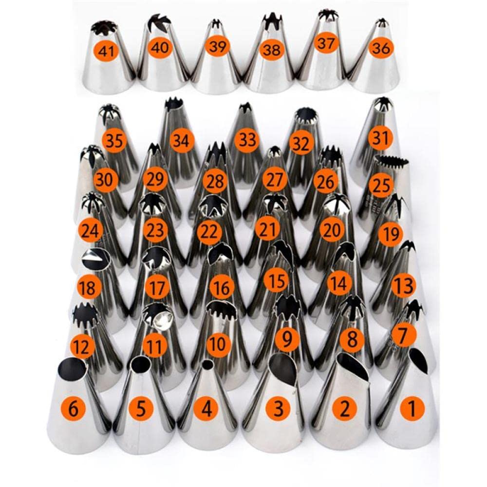 Buse décorative, buses de tuyauterie, 41 pièces pointe de décoration de gâteau buse de glaçage créative en acier inoxydable pointe de pâtisserie pointe de passepoil outil de cuisine conseils de décora