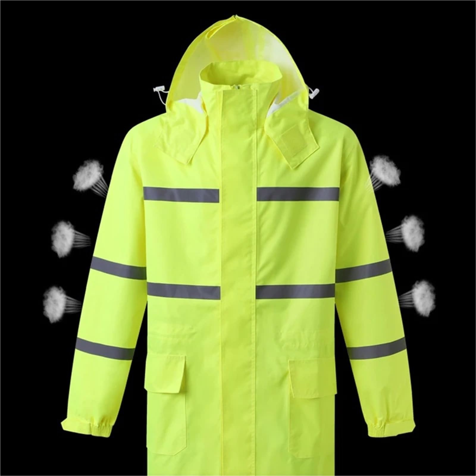 Chaqueta reflectante ligera con capucha for lluvia, ropa de seguridad de alta visibilidad for hombres y mujeres, chaqueta impermeable for exteriores. chaleco reflectante