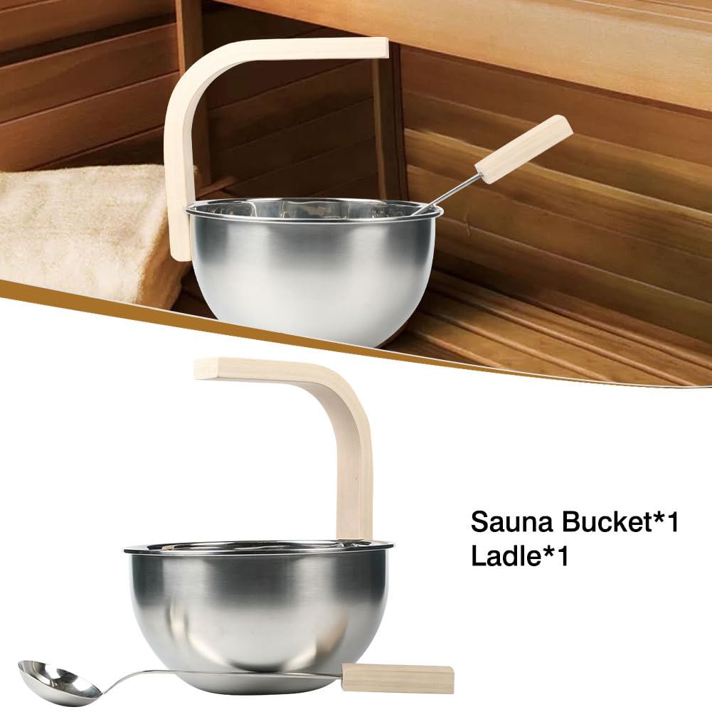 weiting Seatechlogy Cubo para sauna con paleta, cubo para sauna de acero | inoxidable, juego de 4 litros para infundir para sauna