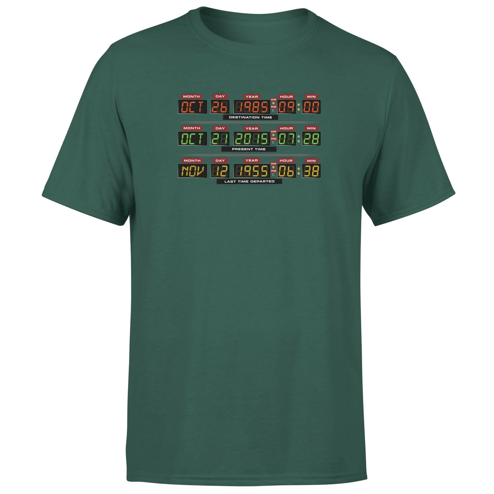 Zavvi Unisex Multi Back To The Future Destination Clock Men's T-Shirt - Green Xl