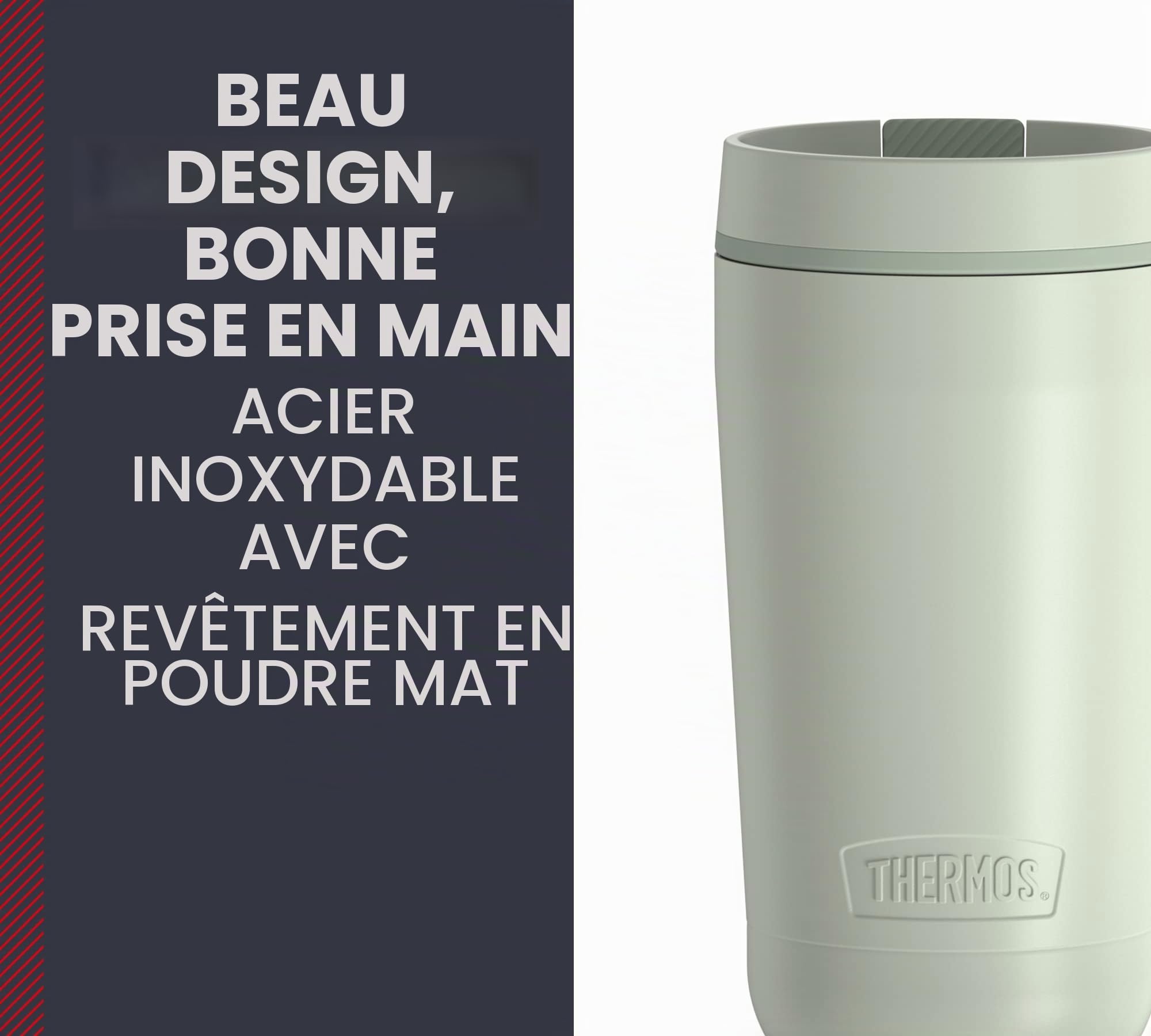 Thermos GUARDIAN MUG 0,35 l, gobelet isotherme en acier inoxydable avec revêtement par poudre, gobelet à café à emporter, facile à utiliser, entièrement étanche, passe au lave-vaisselle