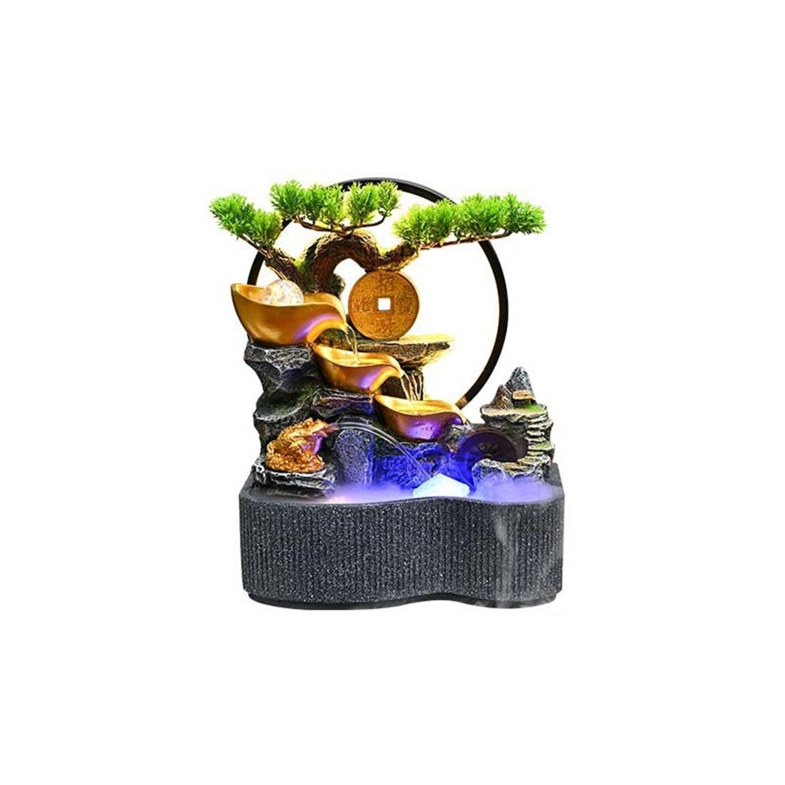 Water Feature Rockery and Flowing Water Ornaments Circulating Waterscape Desktop Feng Shui Wheel Decoration Indoor Fountains