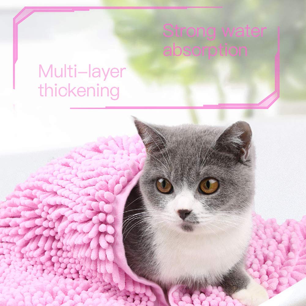 Chenille Serviette pour Chien Super Absorbante en Microfibre, Serviette de Bain, Doux et Chaud Couverture de Chien Chat, 80 x 35 cm