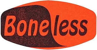 Boneless Labels Fluorescent Red with Black Imprint - 1 3/8 L x 7/8 H