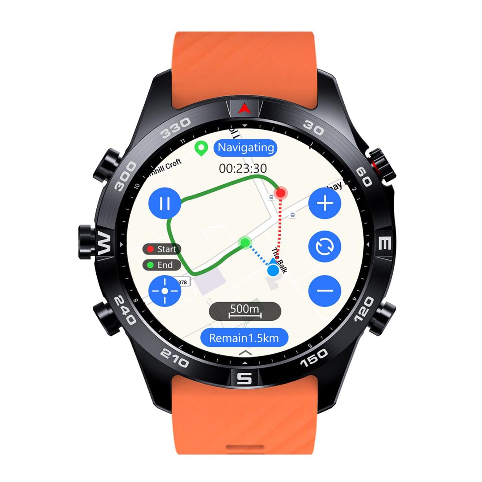 POENVFPO Reloj Deportivo Multifuncional con Navegación GPS Beidou, Monitor de Frecuencia Cardíaca, Altímetro, Brújula, para Senderismo y Seguimiento de Actividad Física Al Aire (Negro+Naranja)