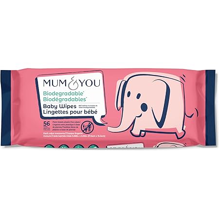 Mum & You Biodegradable Compostable Vegan Registered Plastic Free Baby Wet Wipes, 56 Count (Pack of 6)