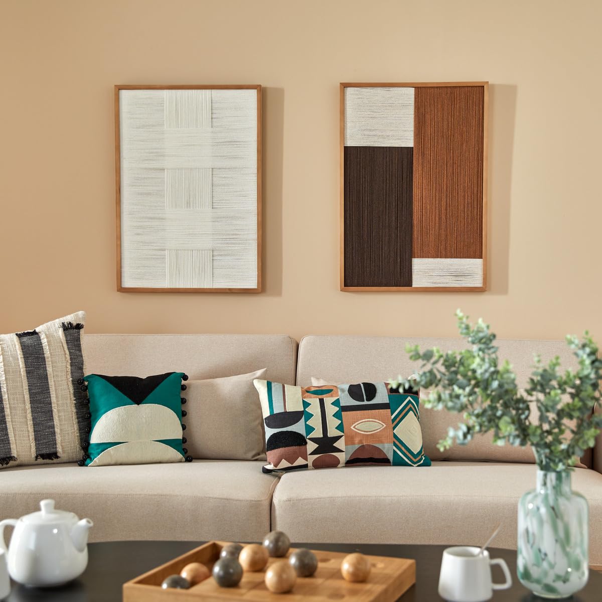 ATMOSPHERA CREATEUR D'INTERIEUR Decoración mural Tissia 50 x 70 cm tejido negro y marrón