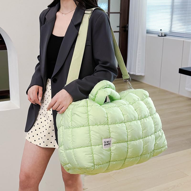 Puffer Shoulder Bag for Women Quilted Tote with Top Handle and Adjustable Crossbody Strap Large Capacity2