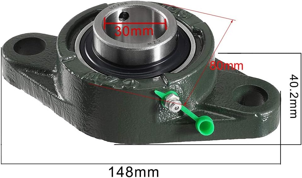 uxcell 2pcs Pillow Block Bearing UCFL206 30mm Mounted Bear Two Boltflange Cast Hosing