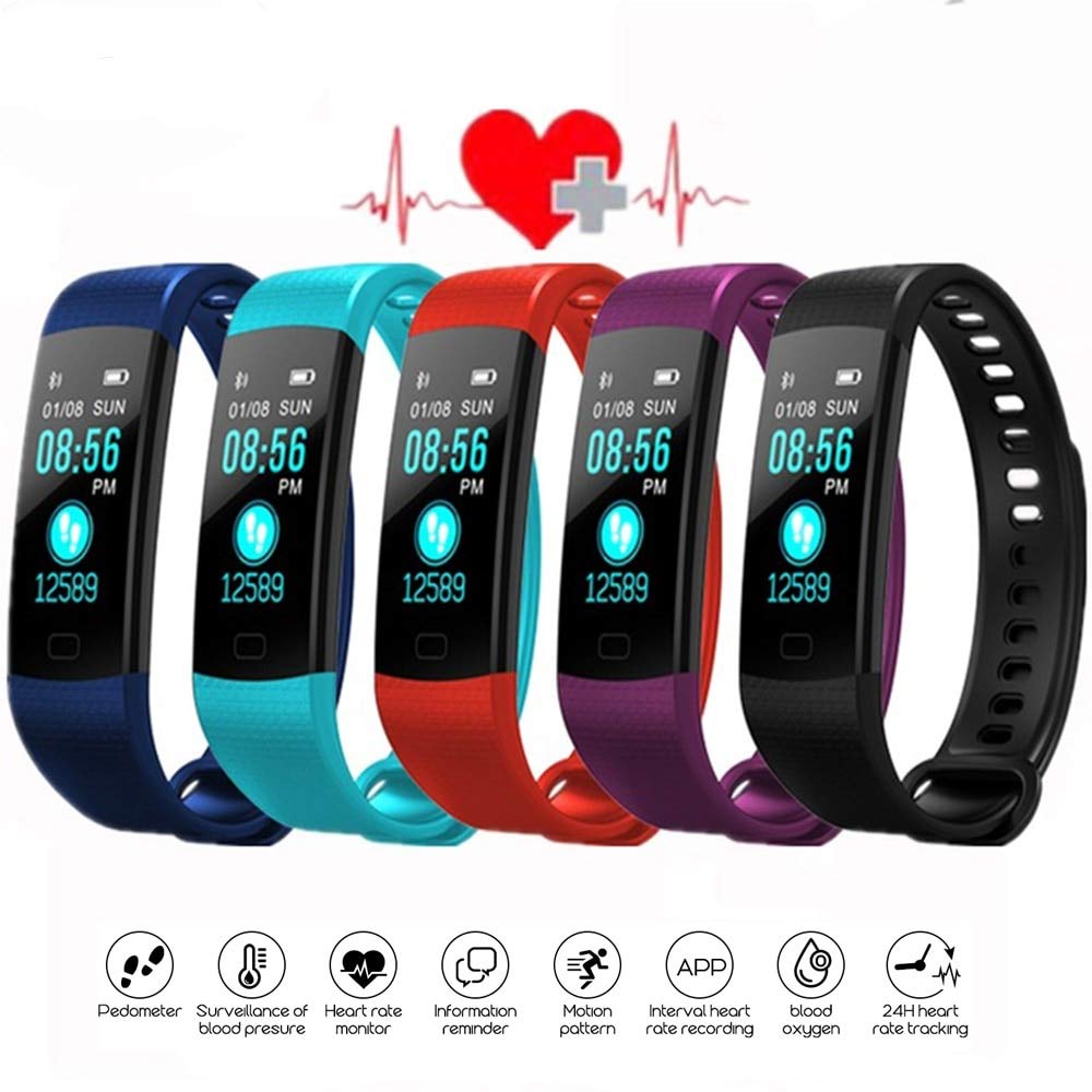 KANBUN Bluetooth inteligentna bransoletka kolorowy ekran Y5 Smartband pulsometr pomiar ciśnienia krwi fitness tracker inteligentny zegarek męski