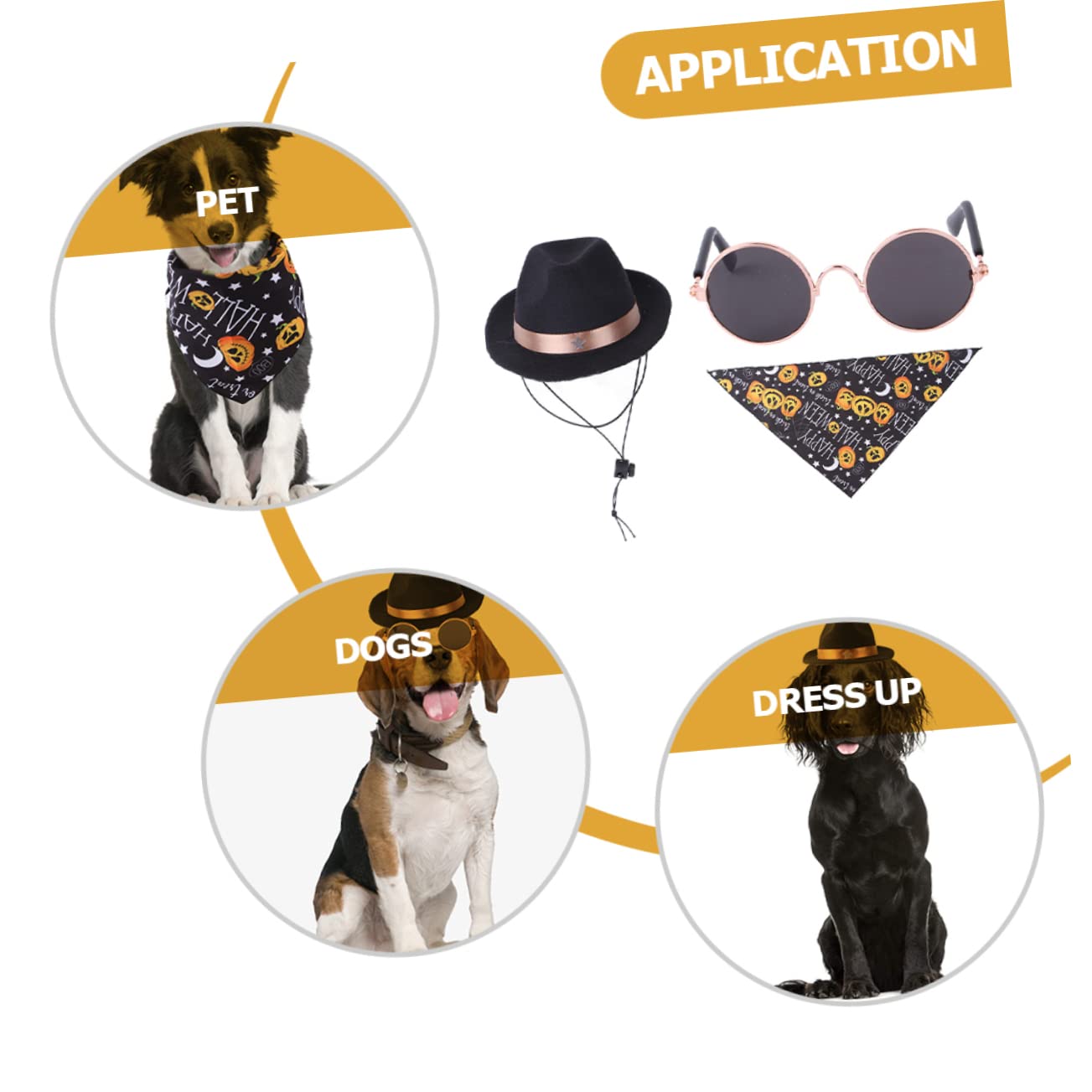 SUPVOX 5 Ensembles Chapeau d'halloween Accessoires D'habillage pour Animaux De Compagnie Bandana pour Chien Accessoires d'halloween Lunettes De Chien Casquette pour Polyester