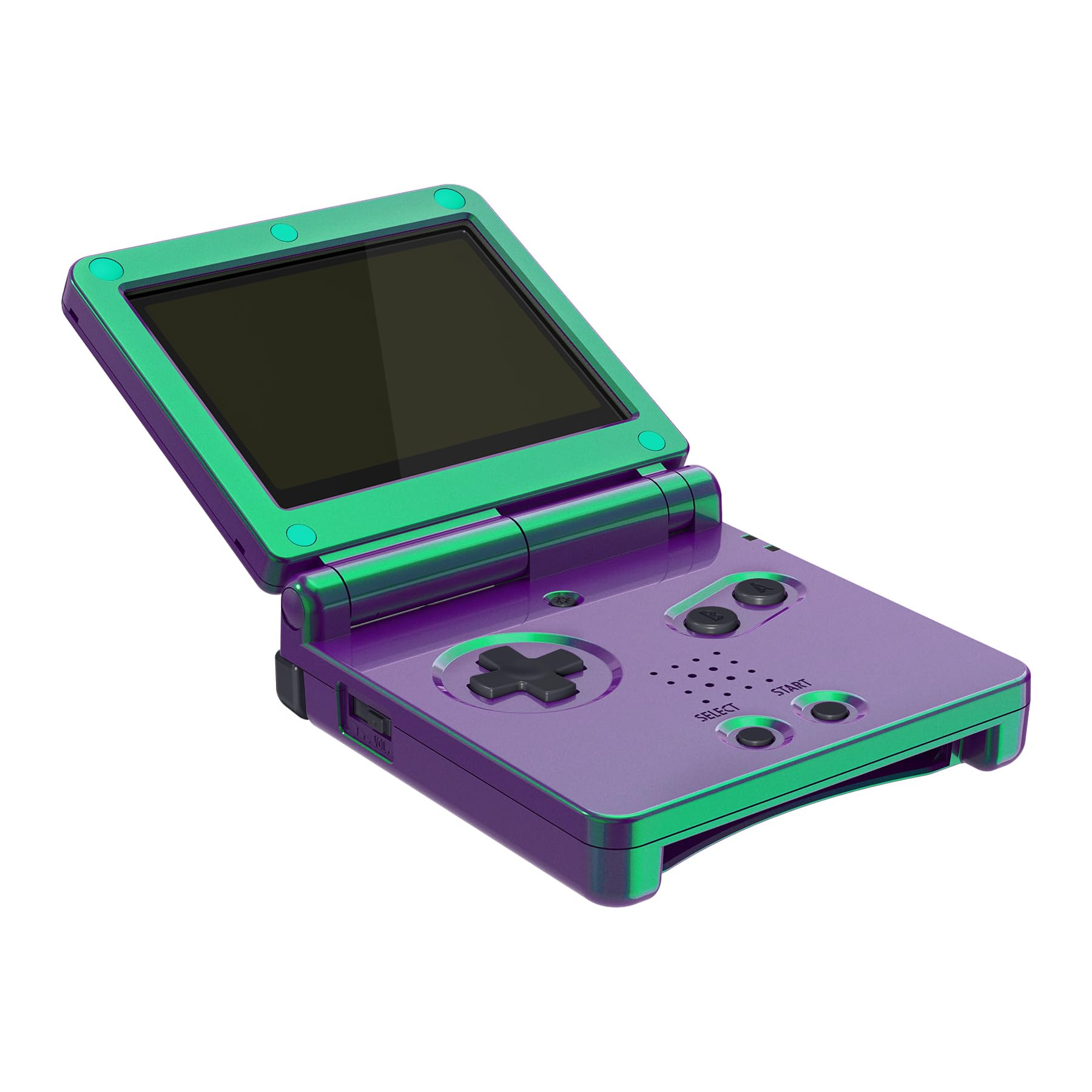eXtremeRate Cover Scocca Ricambio per Gameboy Advance SP,Custodia Tasti Pulsanti Kit per GBA SP Console-Compatibile con IPS&Standard LCD(Non Include Console&IPS Schermo)-Camaleonte Verde Viola