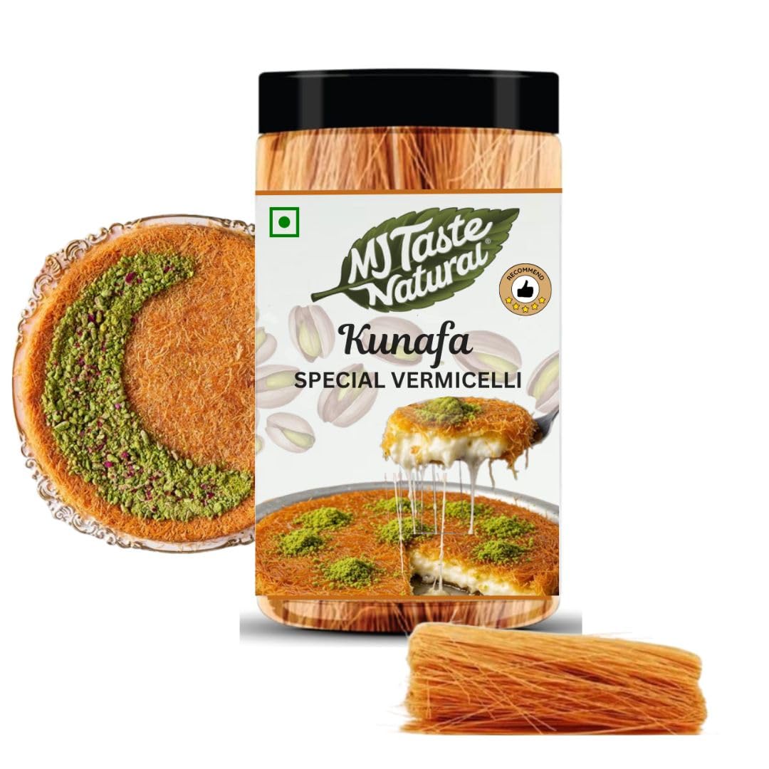 MJ TASTE NATURAL Kunafa Vermicelli Seviya, Arabic Sweet Dish Maker, Semiyan Rosted (350G), Vegetarian