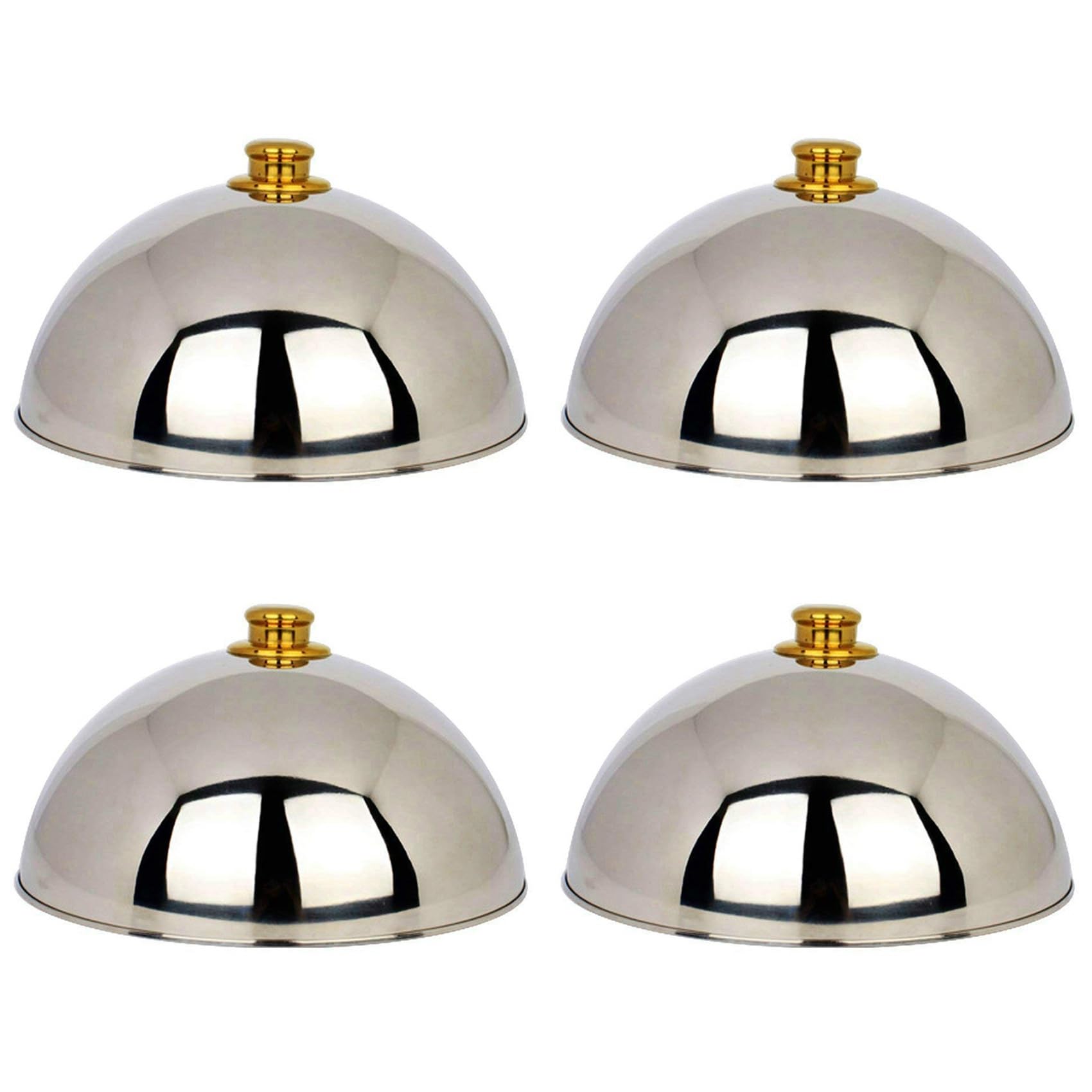 Hndhbfgrt 4pcs 12 Inch Stainless Steel Cheese Melting Dome and Steaming Cover,Polished Steak Cover,Cloche Serving Dish Food Cover