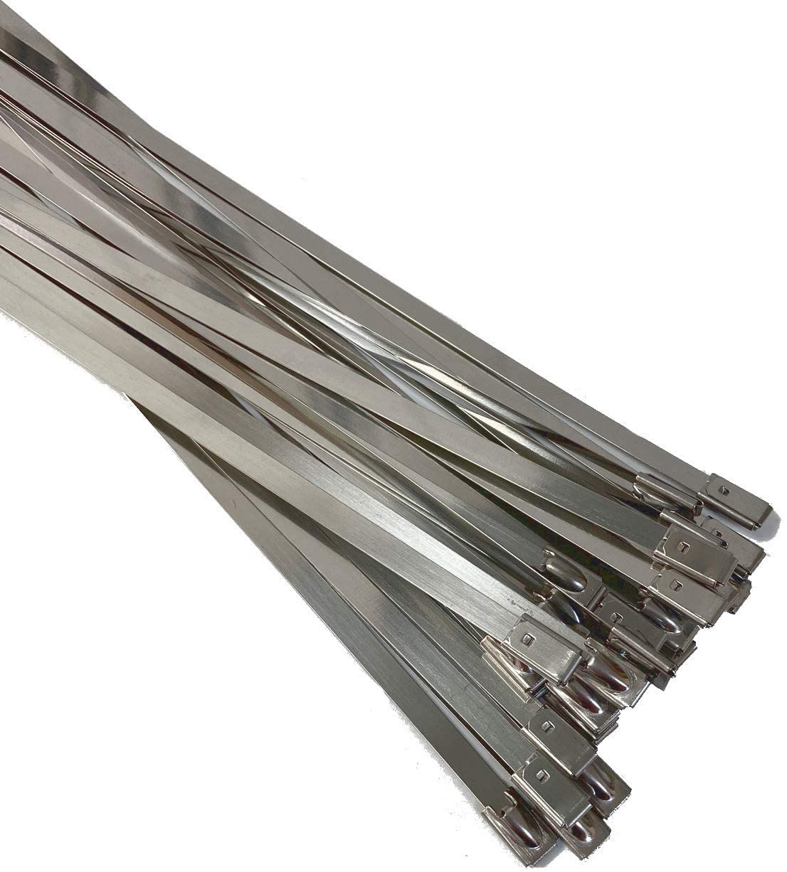 On1shelf Stainless Steel Premium Cable Ties, Ss304 Zip Ties, Metal Cable Ties, Exhaust Wrap Self Locking Cable Zip Ties, Marine Grade Metal Tie Wraps (50, 4.6X360mm)