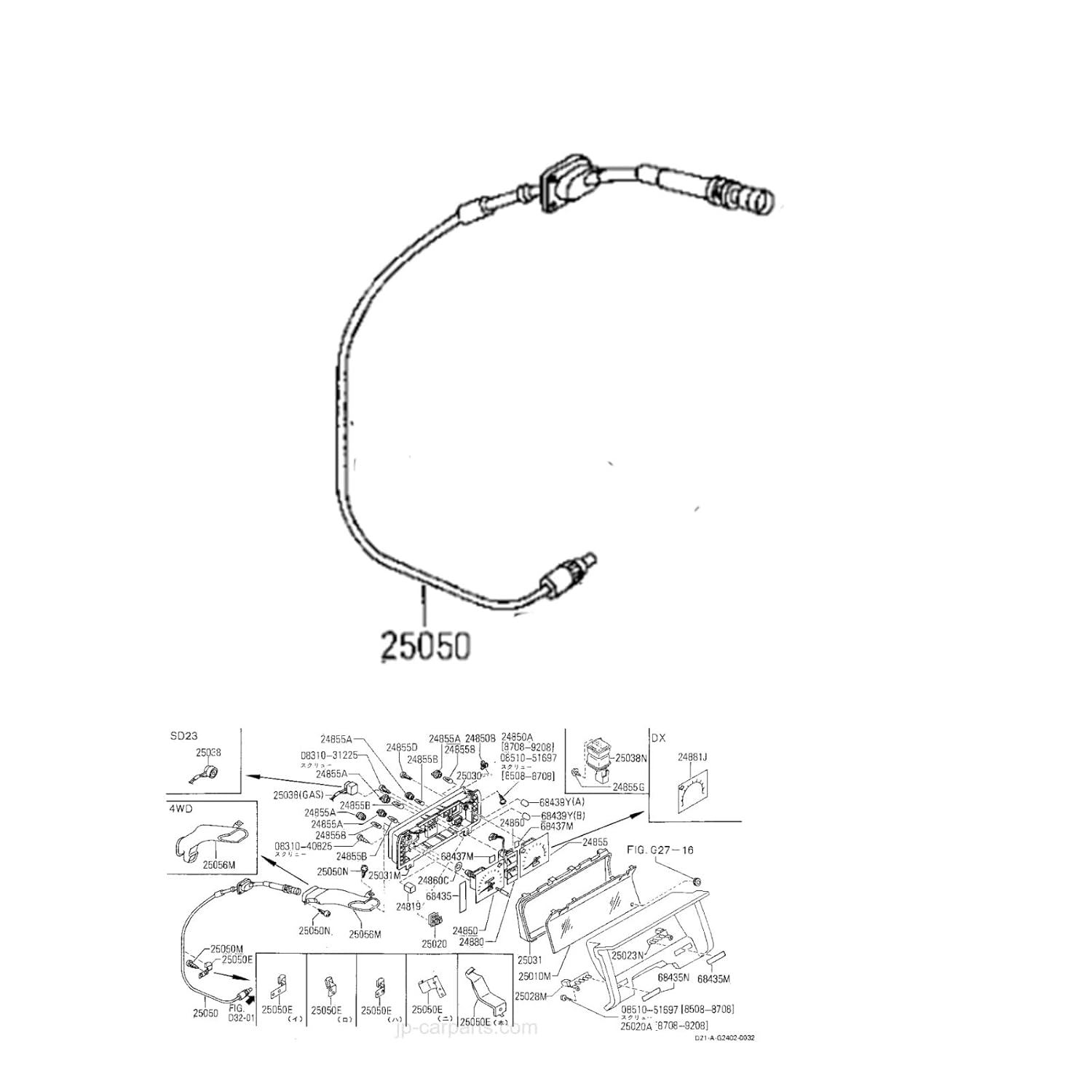 Speedometer Cable 25050-22G01 for Hardbody D21 1986-1994 Replacement Wire Truck Accessory Replacement