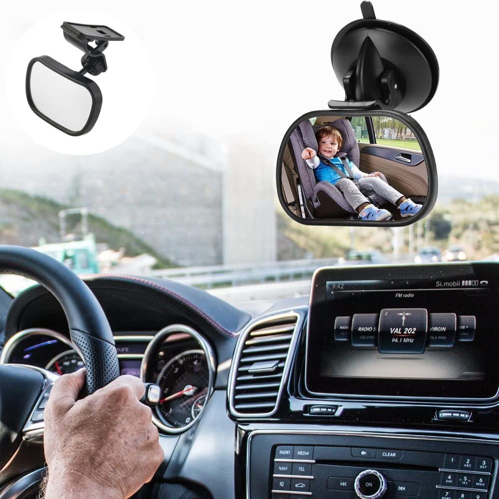 Miroir Bébé Voiture - Rétroviseur Intérieur Pivotant 360° - 13x6.5 Cm - Pour Surveiller Bébé Sur Siège Arrière En Toute Sécurité