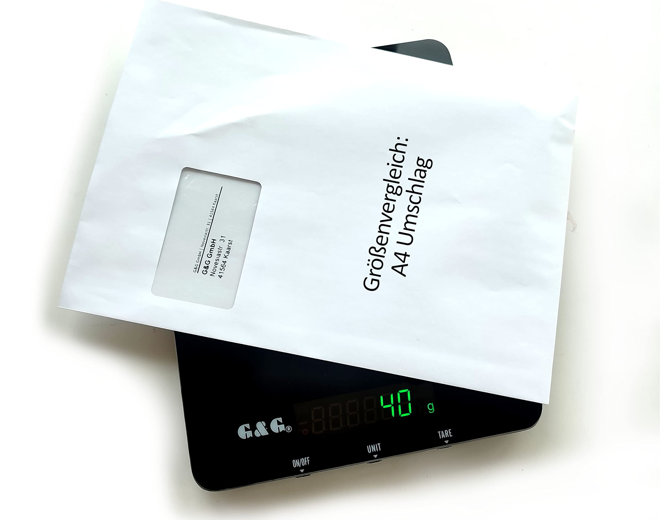 G&G KH-30 K, waga kuchenna do 30 kg/1 g, 29 x 23 cm, regulowana funkcja automatycznego wyłączania, z zasilaczem i bateriami