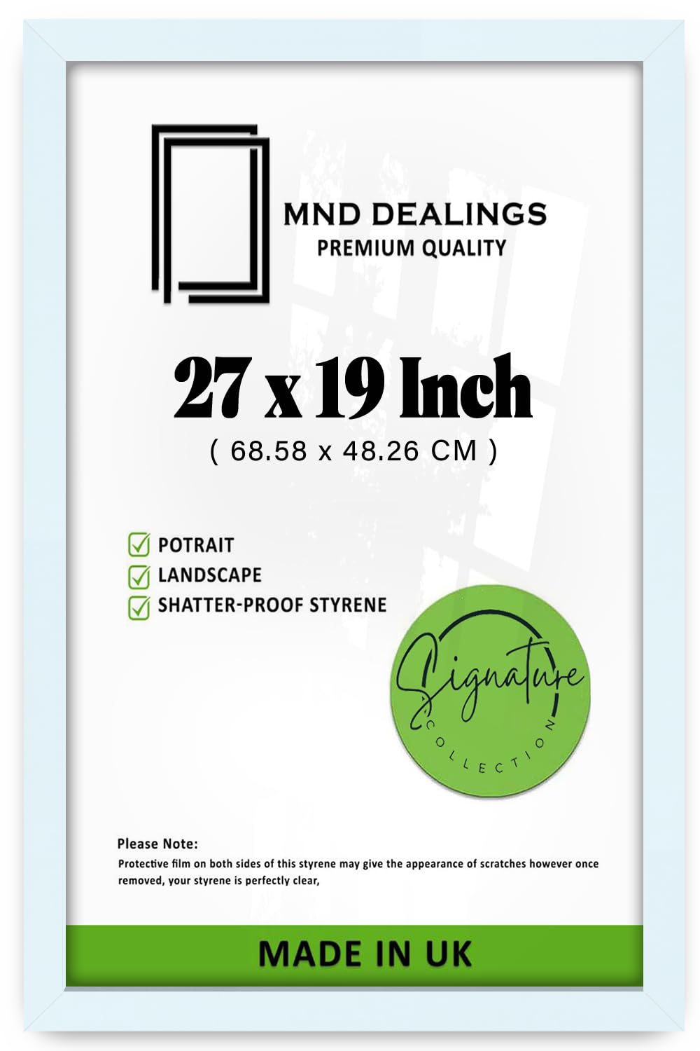 Mnd Dealings White Elegant Flat Style Wide 27X19 (68.58X48.26 Cm) Poster Frame| Use As Home Decor/Wall Gallery/Art Work/Picture Frame | Solid Mdf Wood With Hd Perspex (White)
