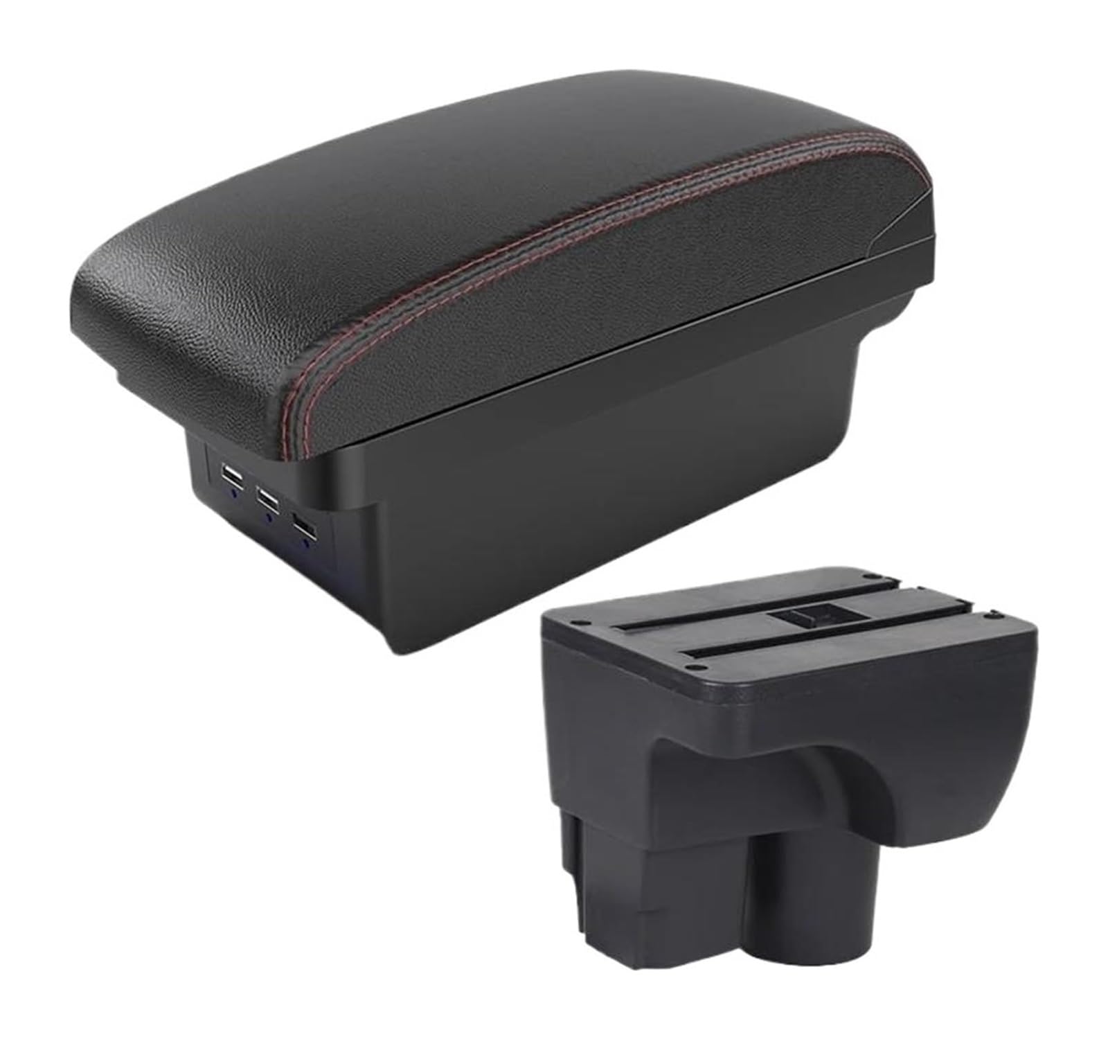 HCKCLMBMZW For Sail 3 Armrest Box Central Storage Interior Retrofit With USB Car Accessories Car Armrest Center Console(B1 Black Red 3 Usb)