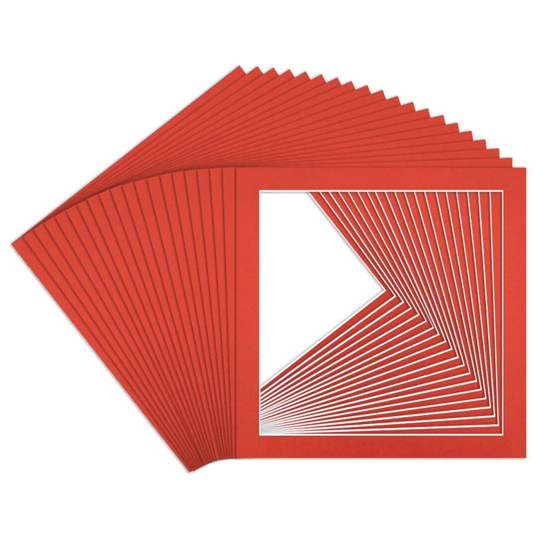 Procut Global 12x12" Poppy Red Picture Mounts to Fit 10x10" Aperture - Precision Cut Cardboard Photo Mount - Ideal for Frames, Prints, Artwork & Certificates - Sizes & Colours Available - 20 Pack