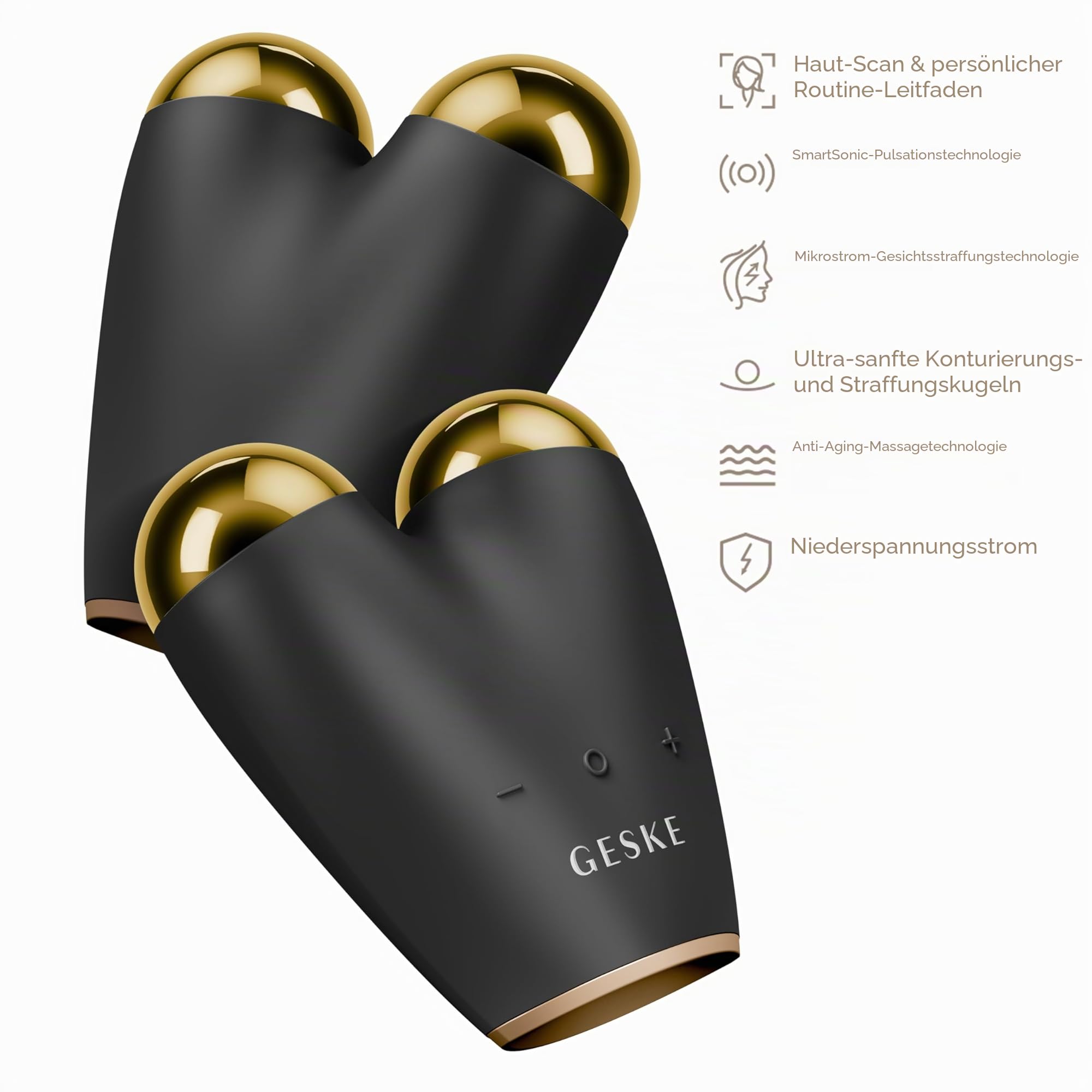GESKE | SmartAppGuided™ MicroCurrent Face-Lifter | 6 in 1 | Facial Lifting | Gesicht- & Jawline Trainer | Gesichtsstraffung | Anti Aging Device | Mikrostrom gegen Falten | Doppelkinnentferner
