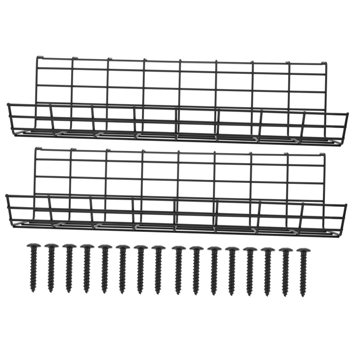 Operitacx Bandeja de Gestión de Cables de Acero Recubierto Negra para Debajo del Escritorio Ventilación para Oficina y Hogar, Soporte Resistente para Organización de Cables, Pack 2 Unidades