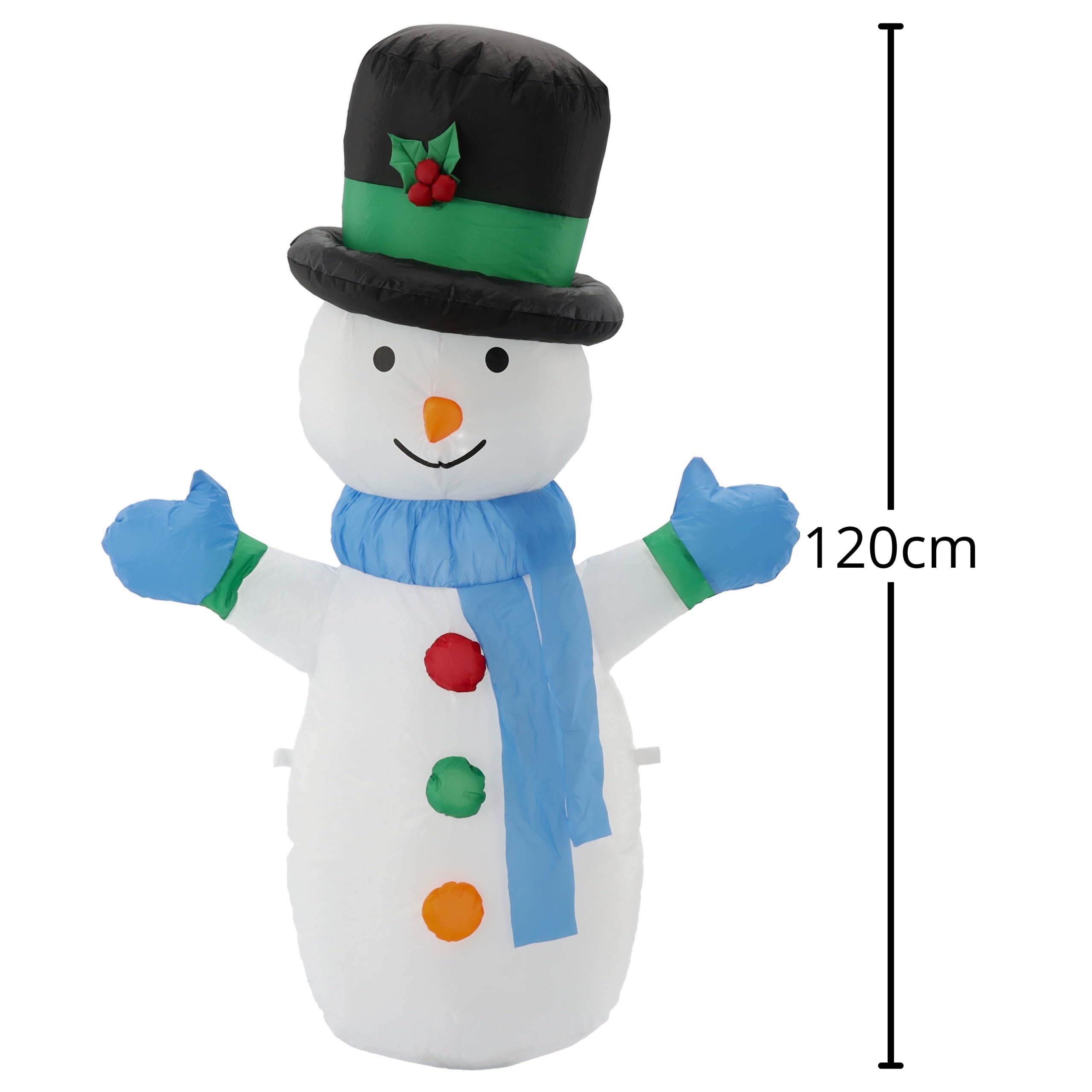 sarcia.eu Gonflable Bonhomme de Neige, LUMIÈRES LED, Gonflable, Décoration de Jardin, Grand 120 cm (C)
