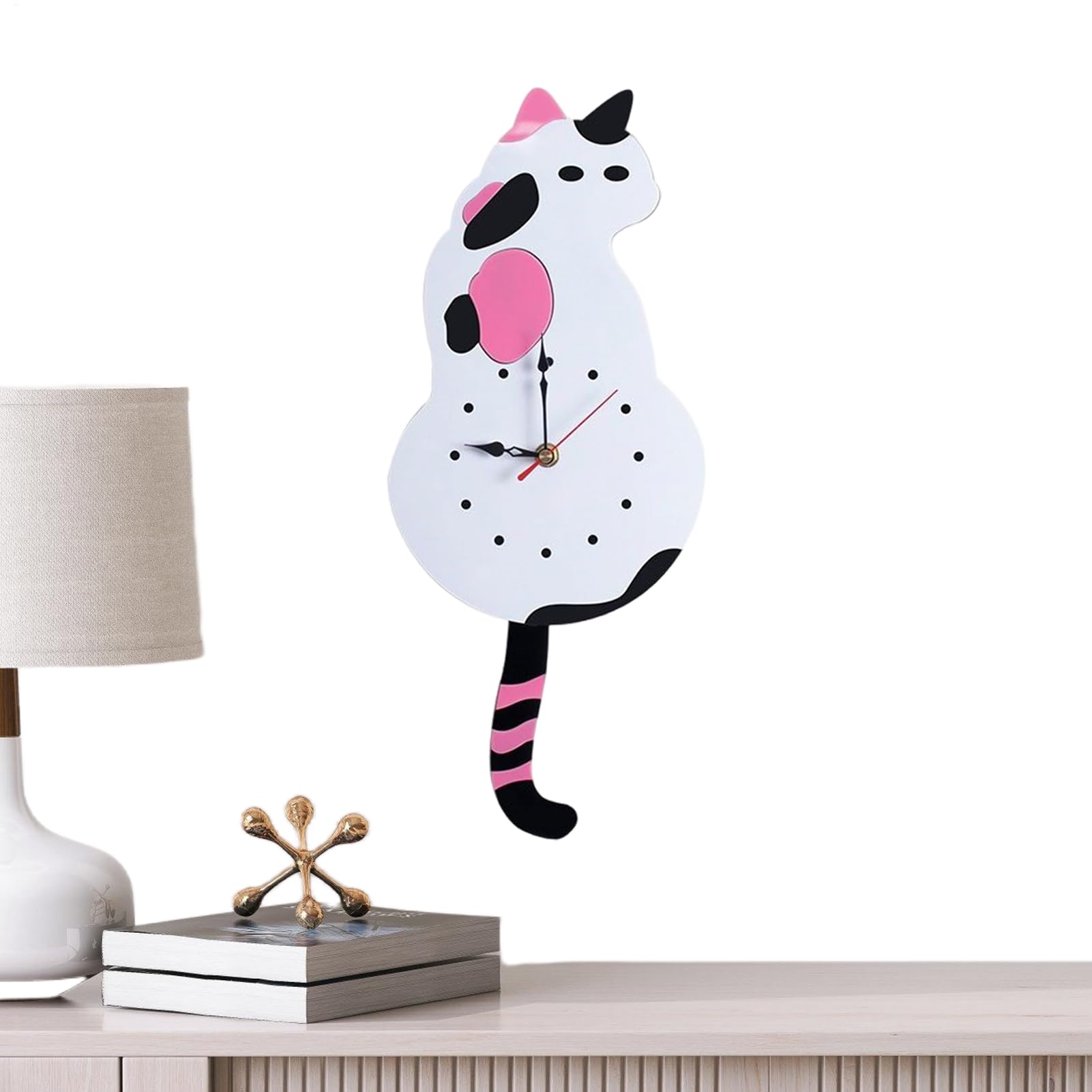Reloj de pared gato silencioso con mecanismo de cuarzo a pilas para casa