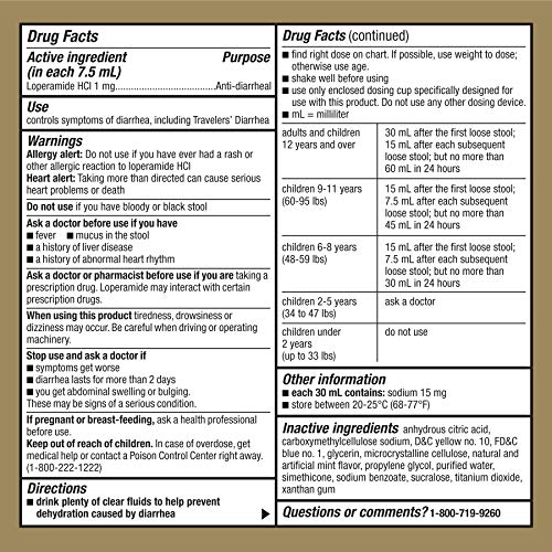 Goodsense Anti-Diarrheal Medicine, Loperamide Hydrochloride Oral Solution, 1 Mg Per 7.5 Ml, Mint Flavor, 4 Fluid Ounces #TOP3