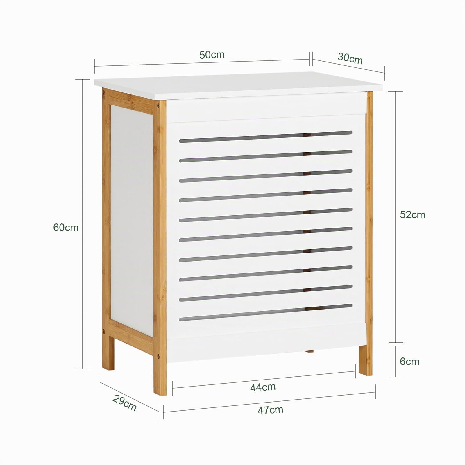 SoBuy Cesto portabiancheria sporca Mobile bagno Mobiletto salvaspazio L50*P30*A60 cm bianco e legno FSS66-WN